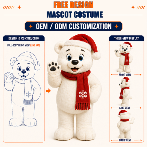 Custom Christmas Polar Bear Mascot Costume