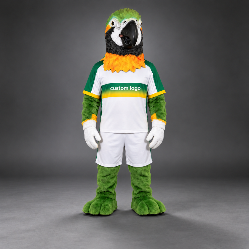 🦜✨ Parrot Mascot – In Stock with Custom Logo & Simple Accessories Available