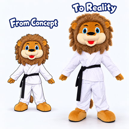 Black Belt Lion Mascot Costume