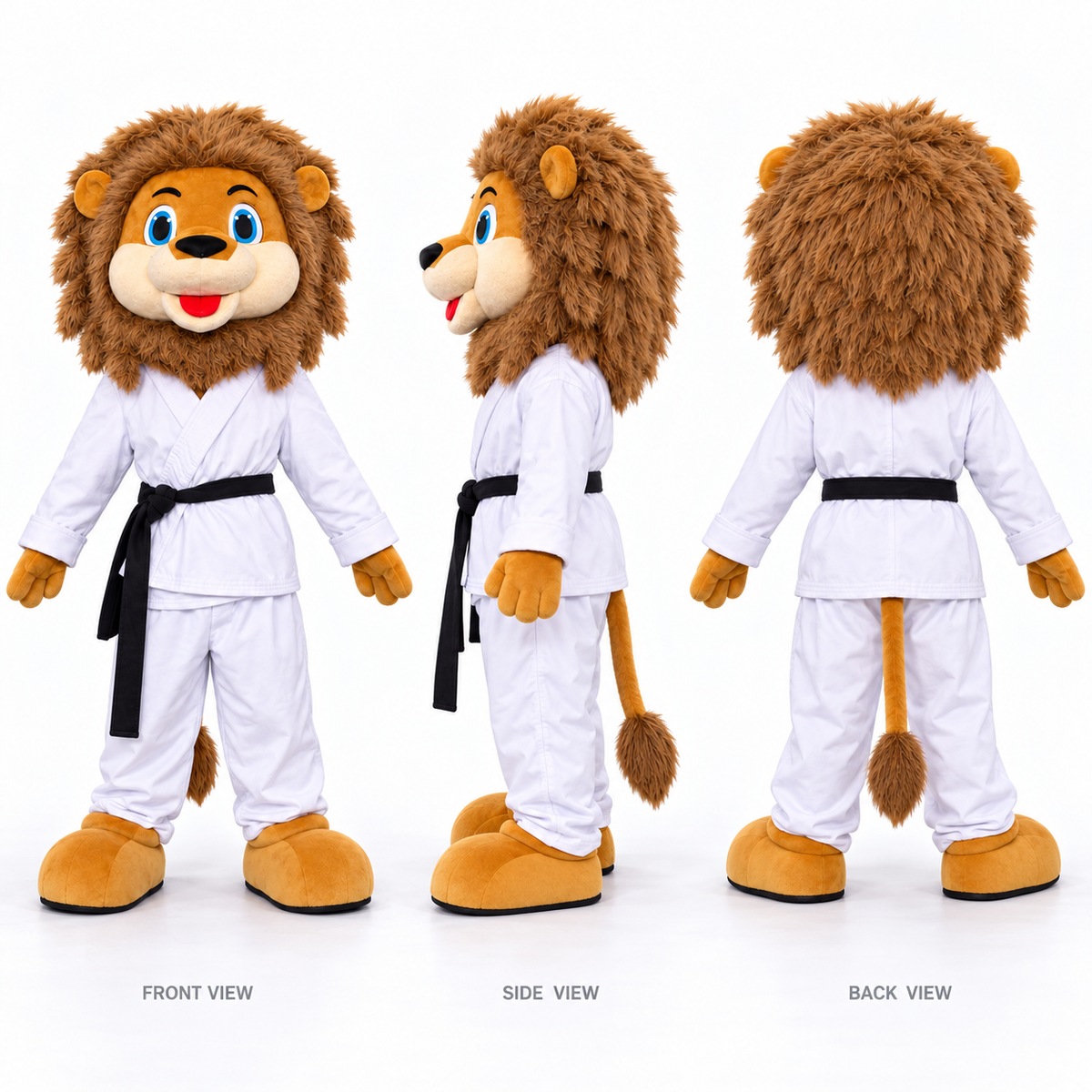 Black Belt Lion Mascot Costume