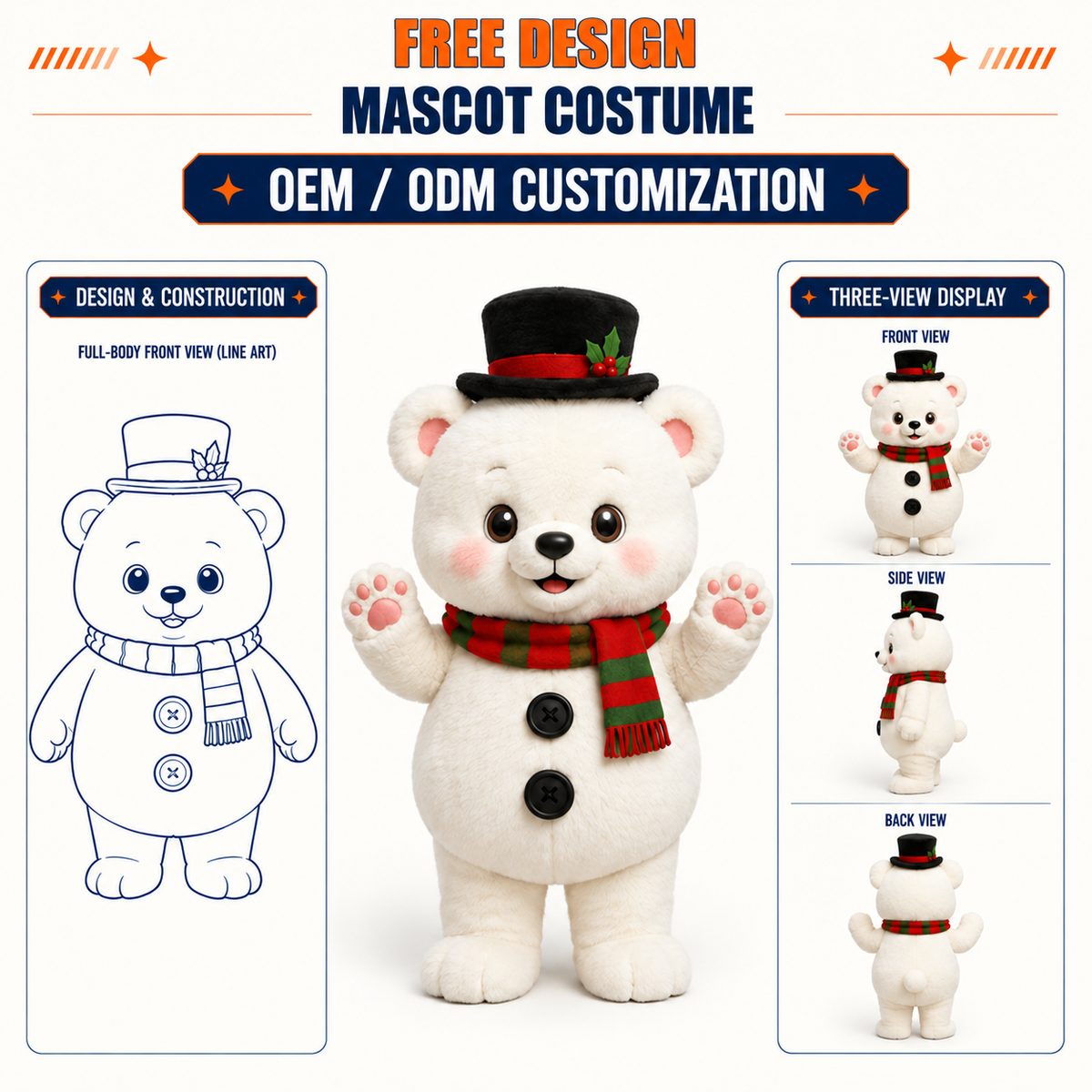 Custom Christmas Bear Mascot Costume