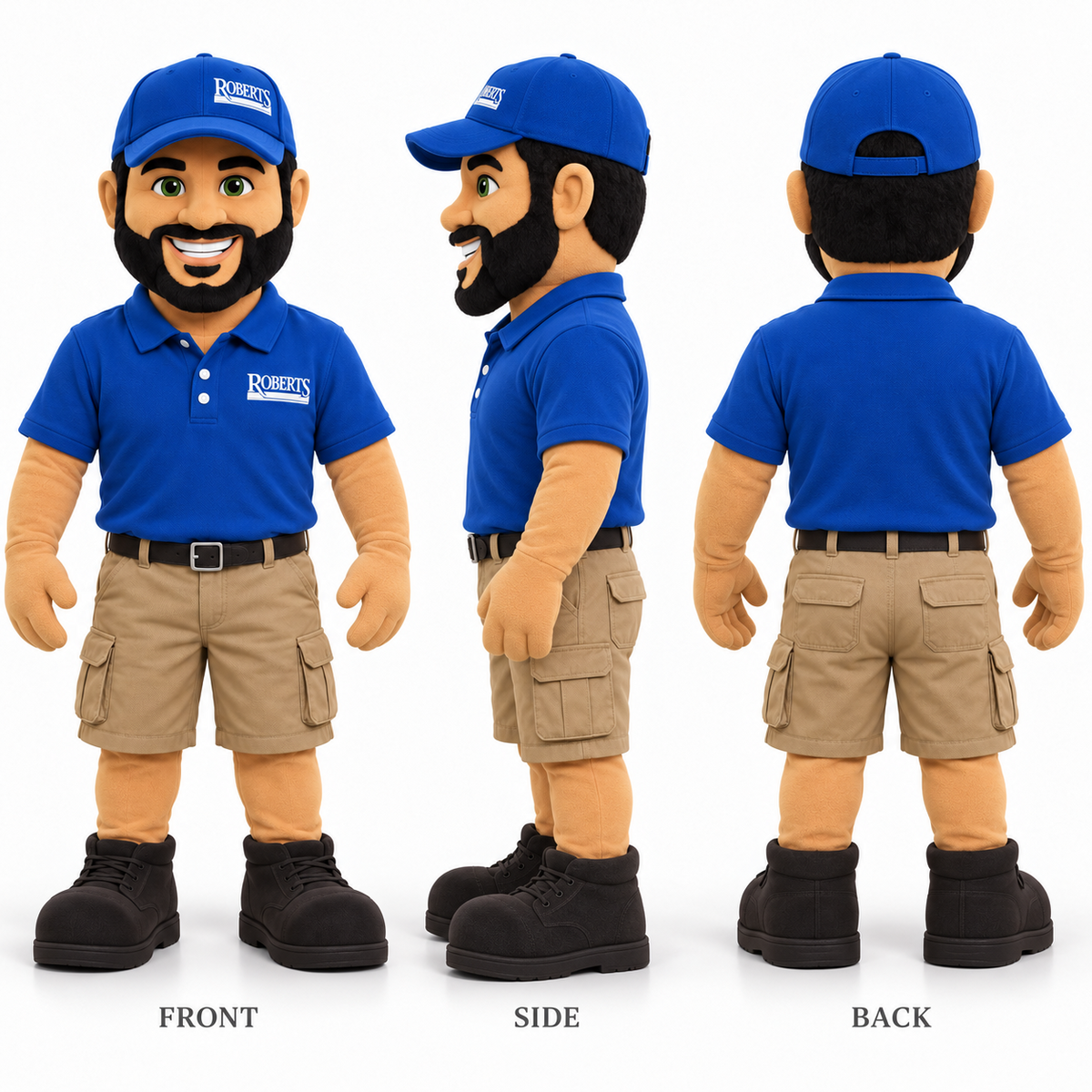 👋 Custom Company Employee Mascot Costume – Branded Polo Shirt & Khaki Shorts