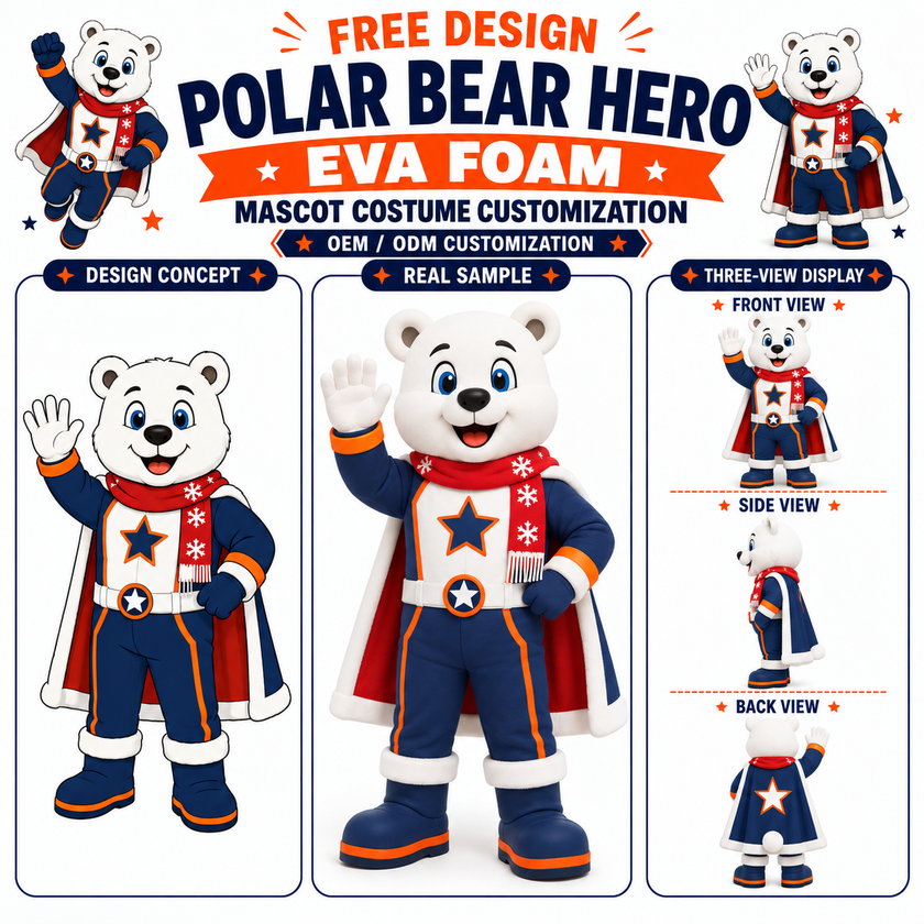 Custom Polar Bear Hero Mascot Costume