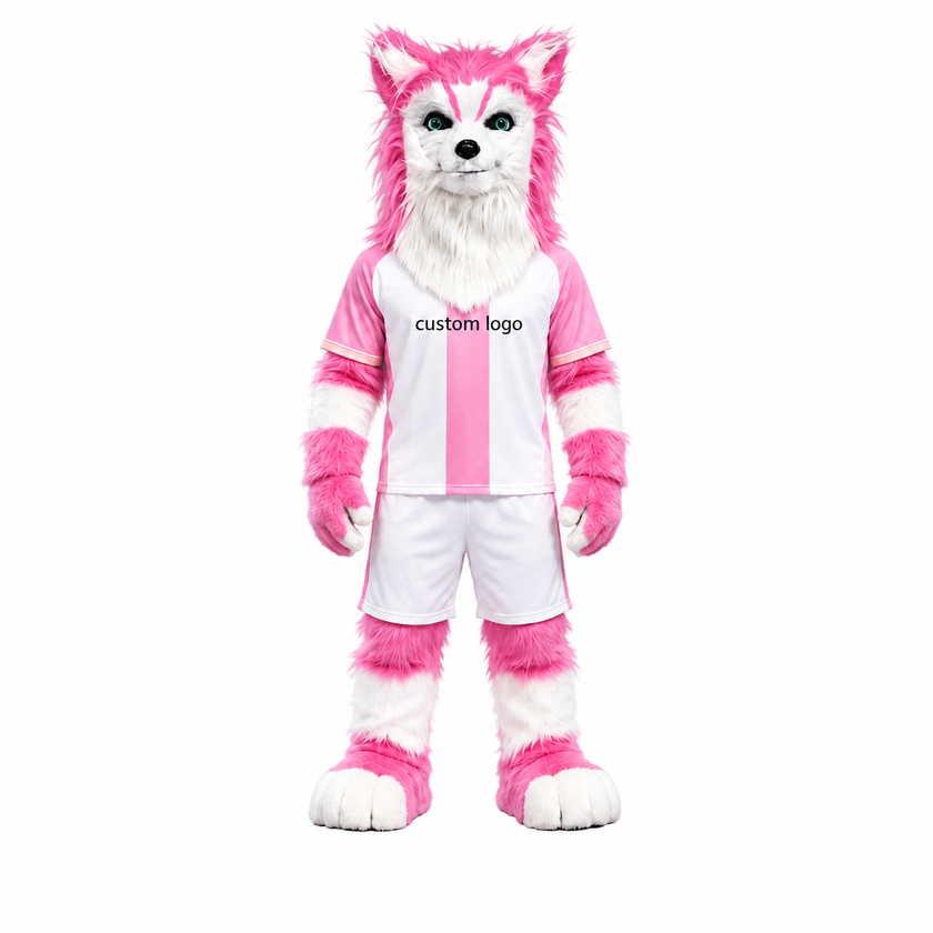 🐺✨ Open-Mouthed Wolfdog Mascot – In Stock with Custom Logo & Simple Accessories Available