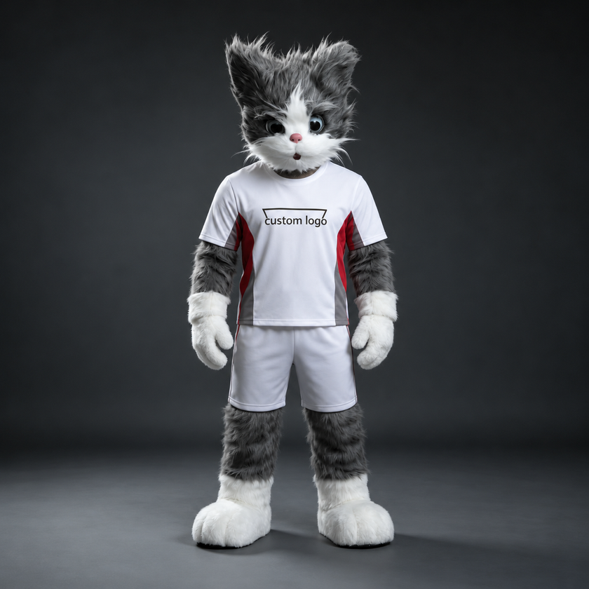 🐱 Cat Mascot Costume – Ready Stock, Custom Logo & Simple Accessories Available