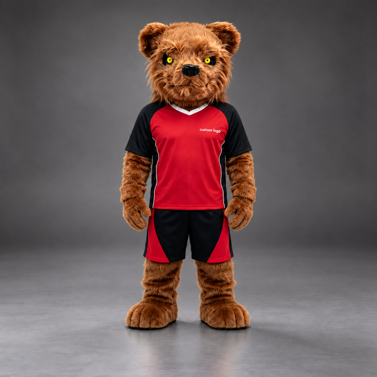 🐻✨ Open-Mouthed Bear Mascot – In Stock with Custom Logo & Simple Accessories Available