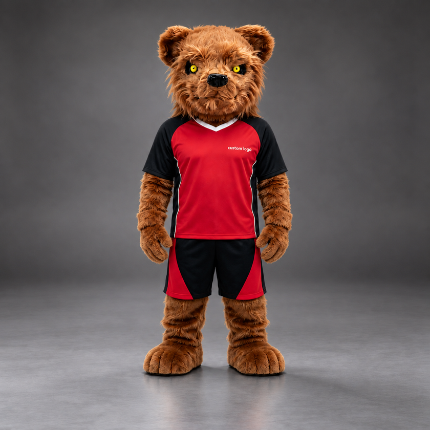 🐻✨ Open-Mouthed Bear Mascot – In Stock with Custom Logo & Simple Accessories Available