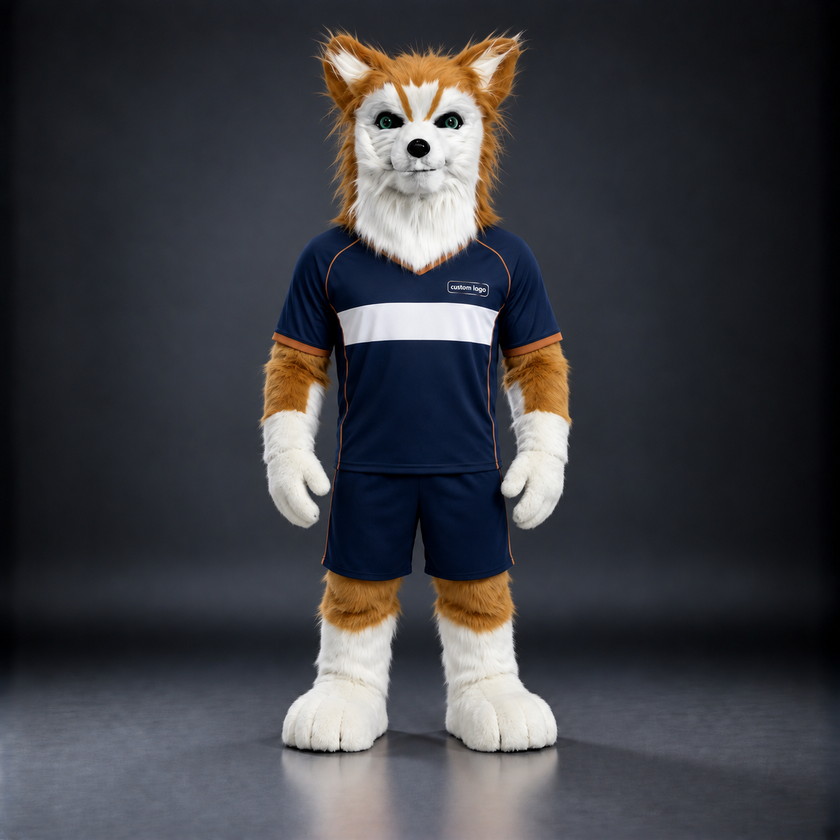 🐺✨ Open-Mouthed Wolfdog Mascot – In Stock with Custom Logo & Simple Accessories Available