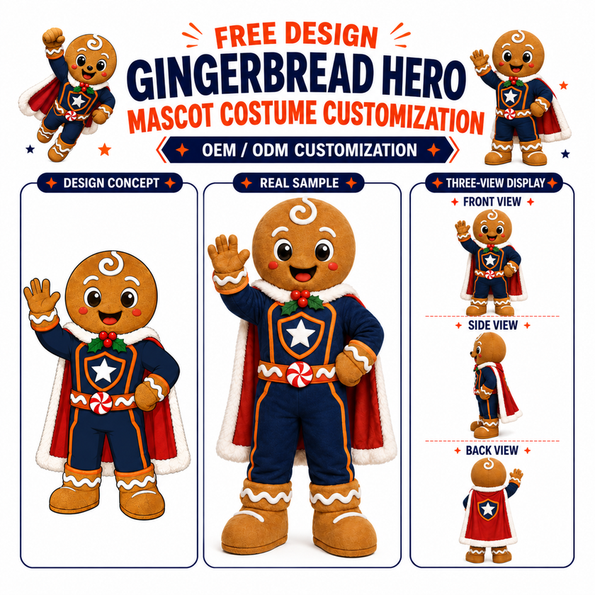 Custom Gingerbread Hero Mascot Costume
