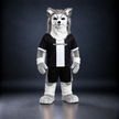 🐺✨ Open-Mouthed Wolfdog Mascot – In Stock with Custom Logo & Simple Accessories Available