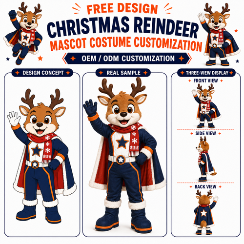 Custom Christmas Reindeer Hero Mascot Costume