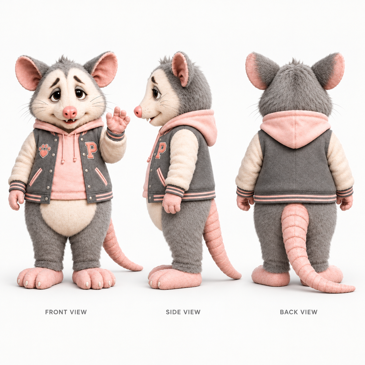 Custom Varsity Opossum Mascot Costume
