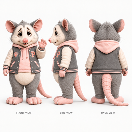 Custom Varsity Opossum Mascot Costume