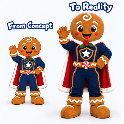 Custom Gingerbread Hero Mascot Costume