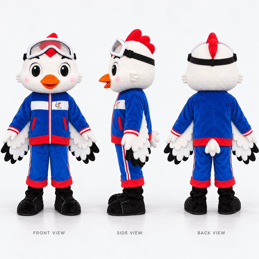 Aviator Chicken Mascot Costume