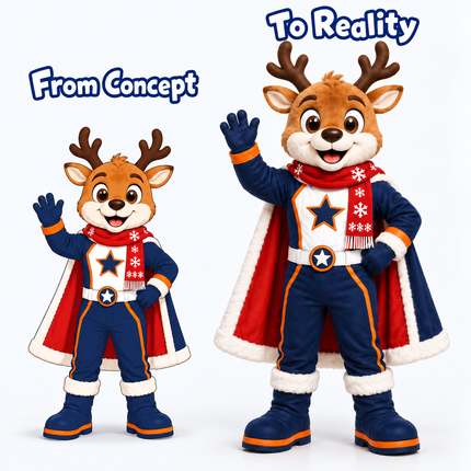 Custom Christmas Reindeer Hero Mascot Costume