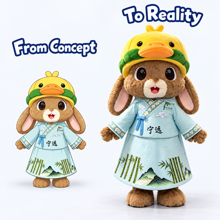 Bunny in Duck Hat Mascot Costume