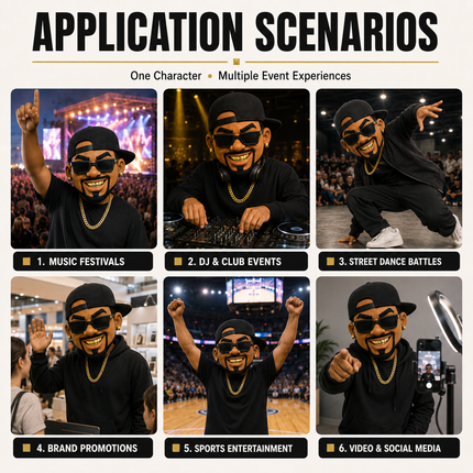 Custom Hip-Hop Star Mascot Head