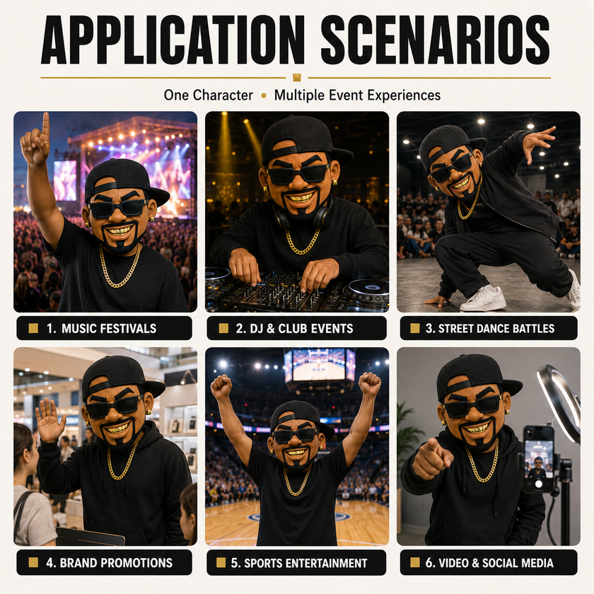 Custom Hip-Hop Star Mascot Head