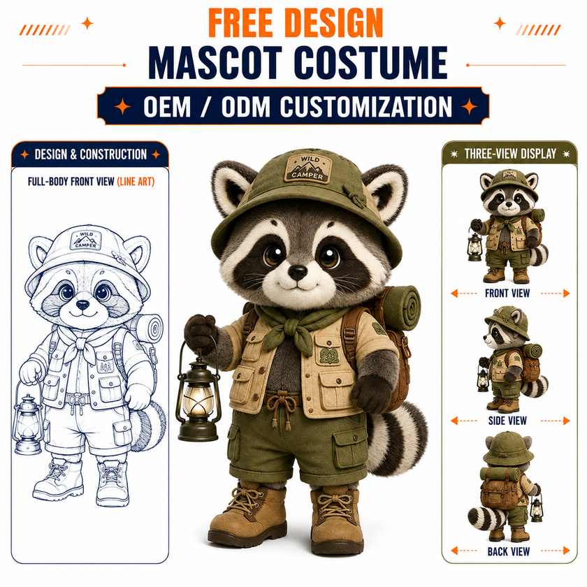 Wild Camper Raccoon Mascot Costume