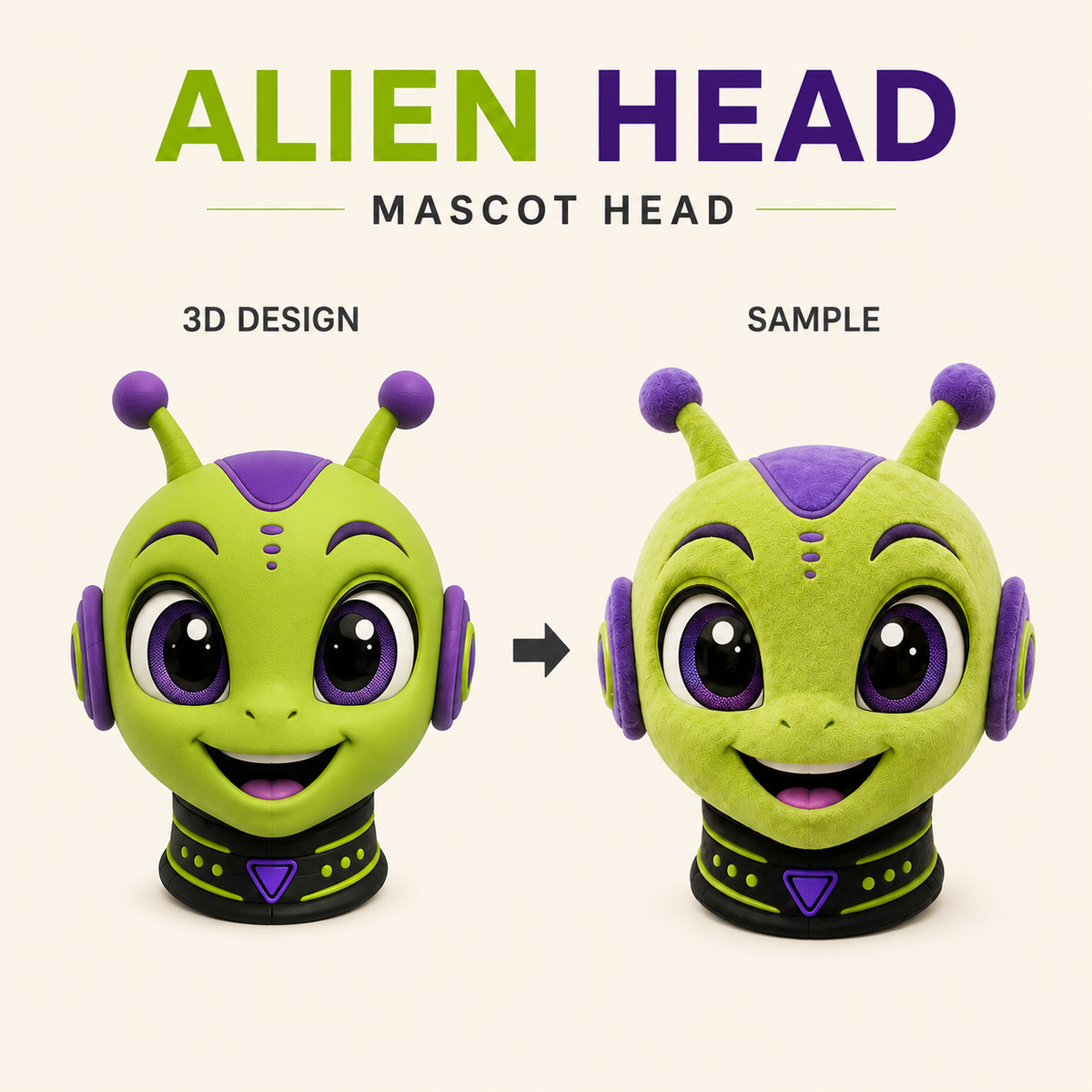 Custom Friendly Alien Mascot Head