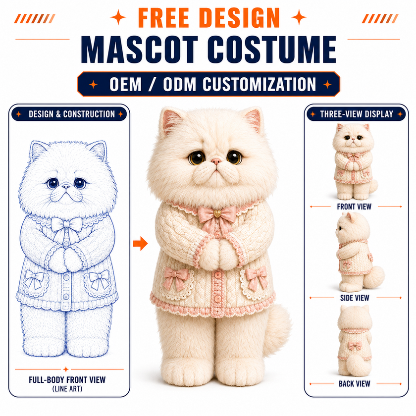 Custom Elegant Persian Cat Mascot Costume