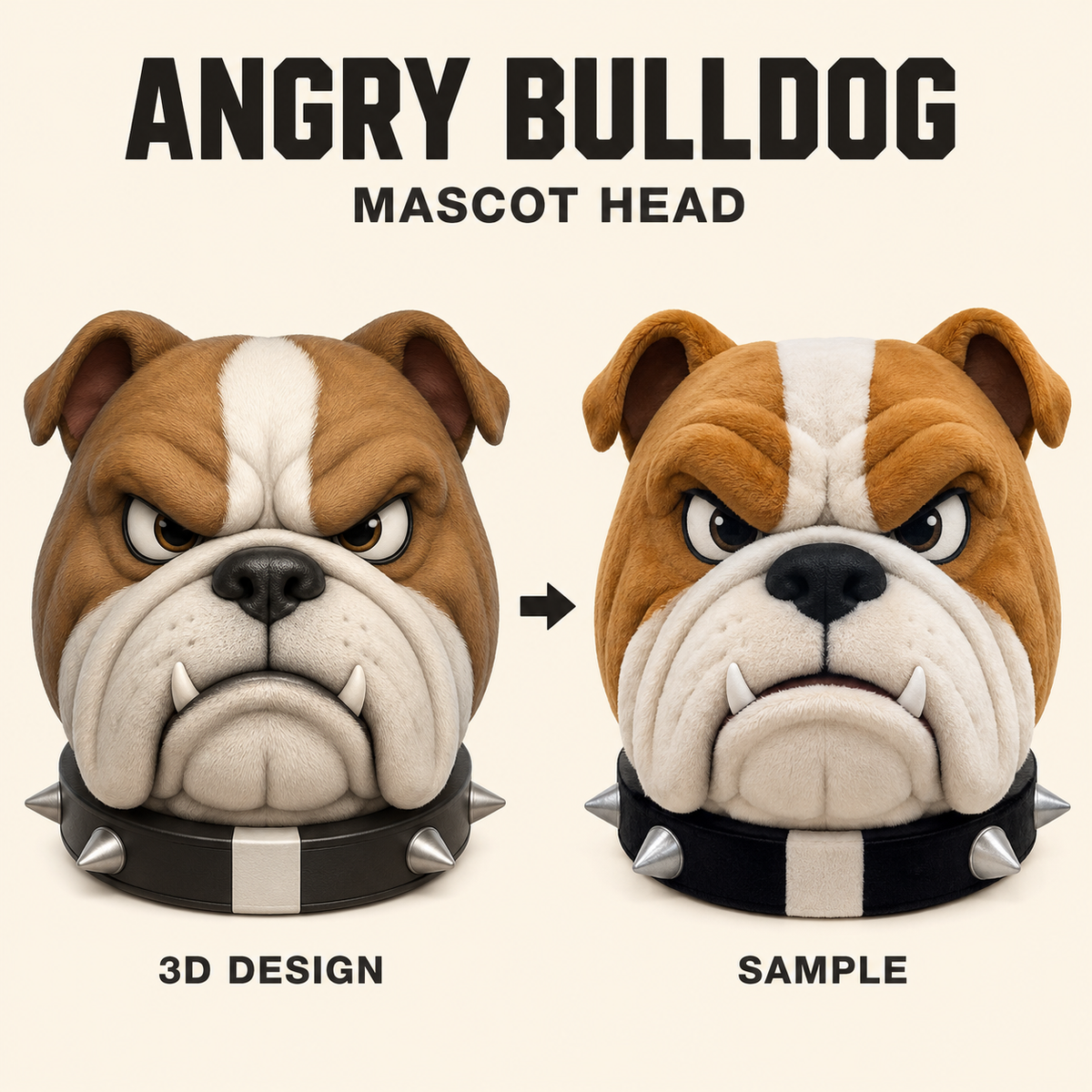 Custom Bulldog Mascot Head