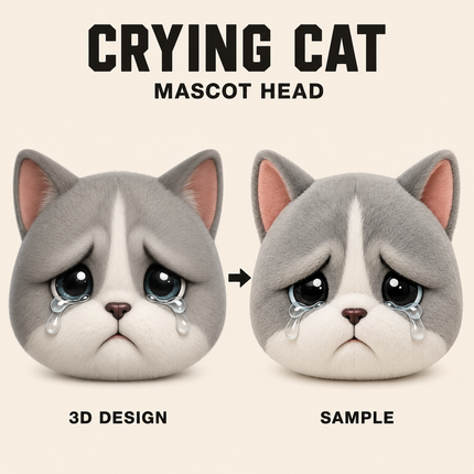 Custom Crying Cat Mascot Head