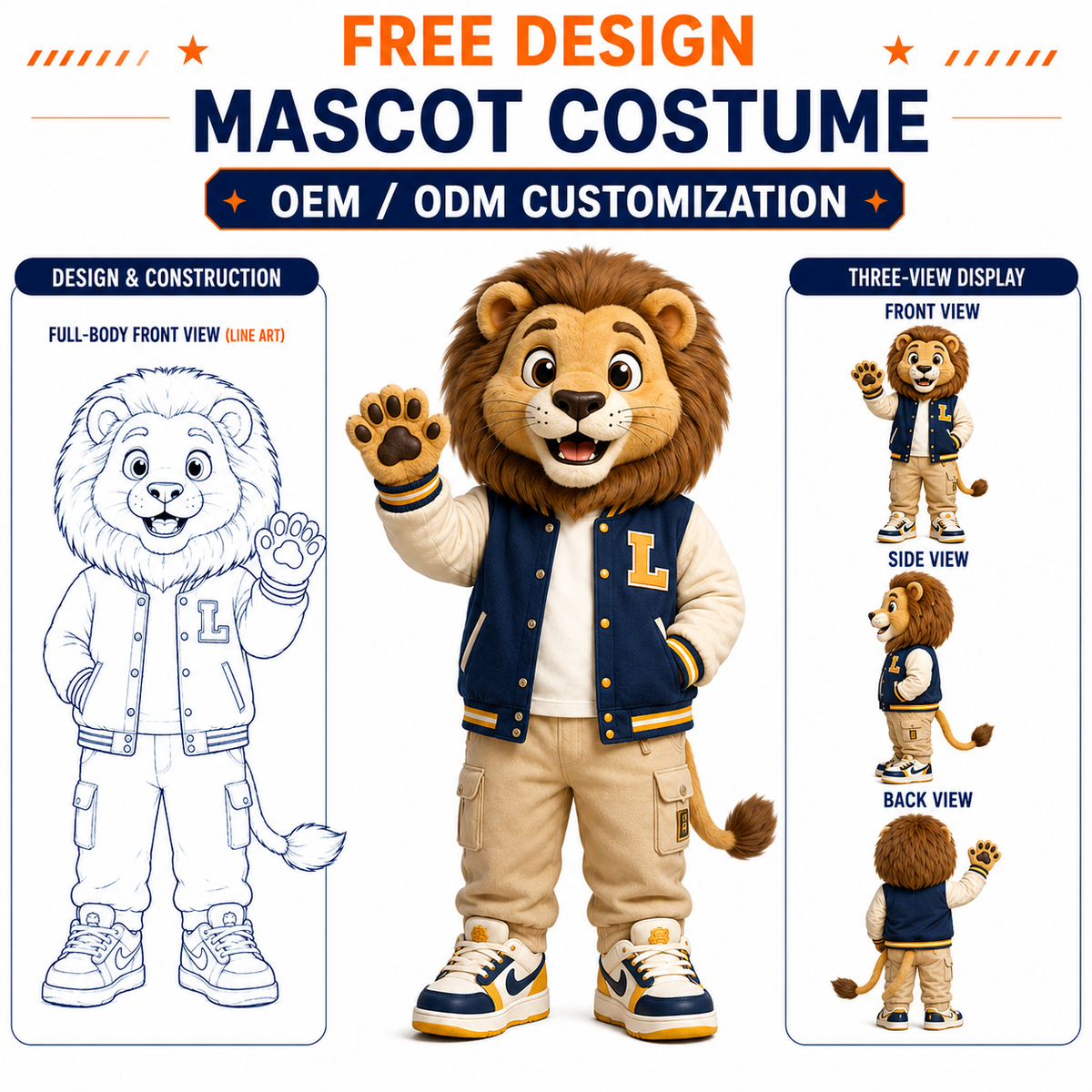Custom Varsity Lion Mascot Costume