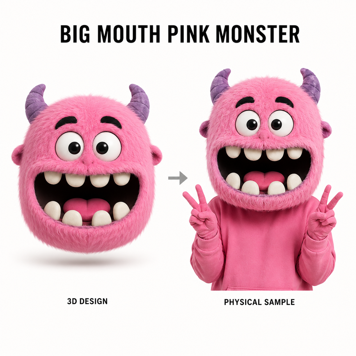Big Mouth Pink Monster Mascot Head