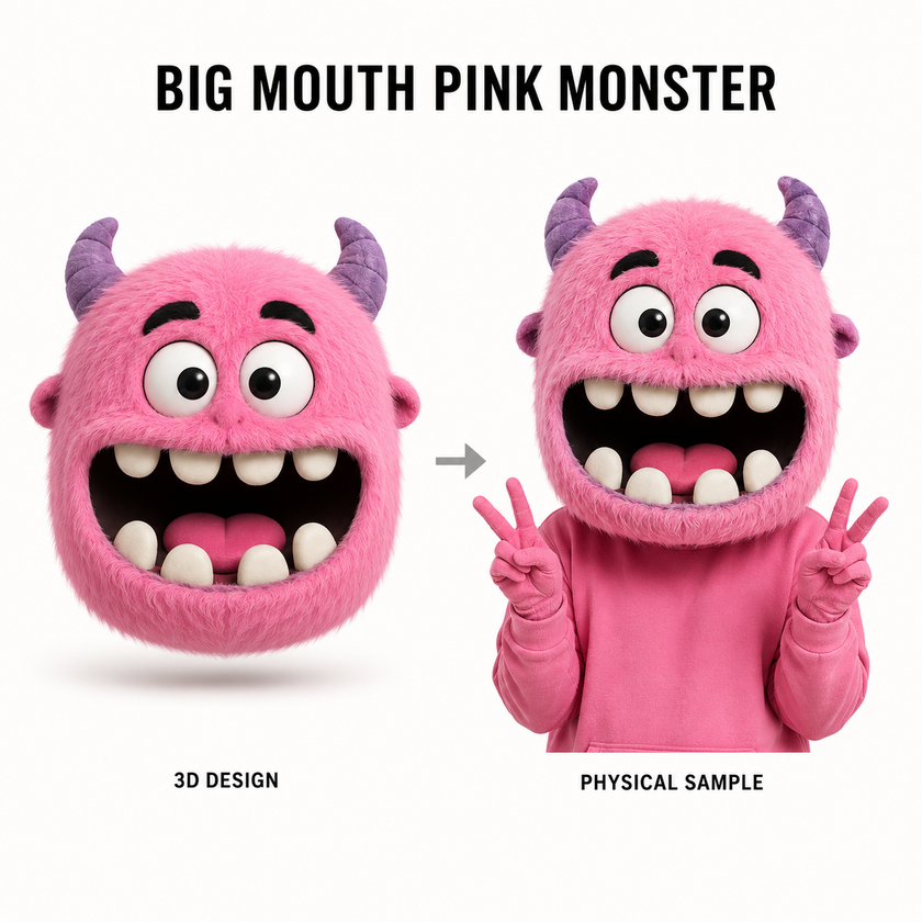 Big Mouth Pink Monster Mascot Head
