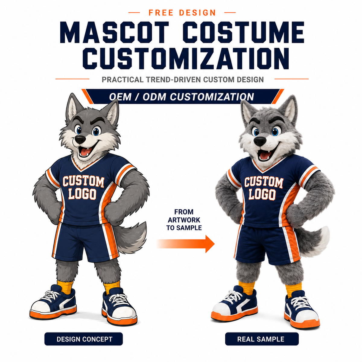 Custom Wolf Team Mascot Costume