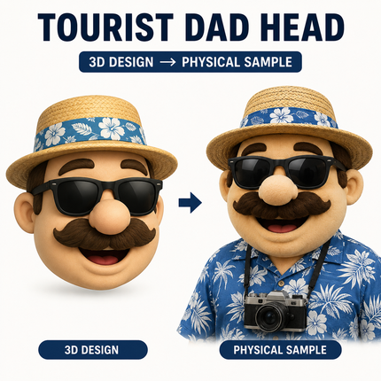 Custom Tourist Dad Mascot Head