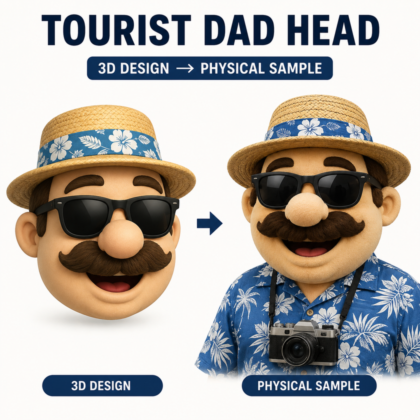 Custom Tourist Dad Mascot Head