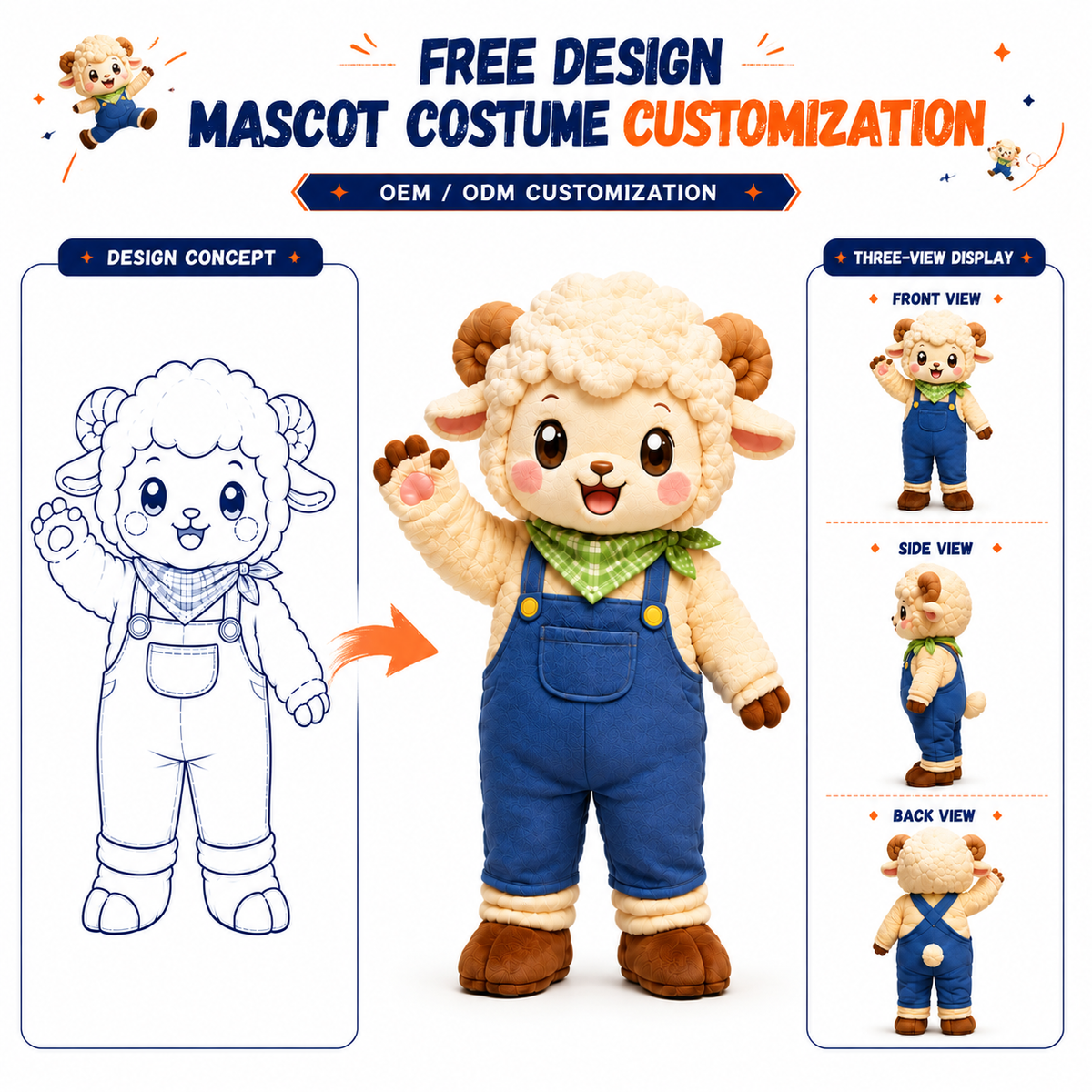 Custom Farm Lamb Mascot Costume