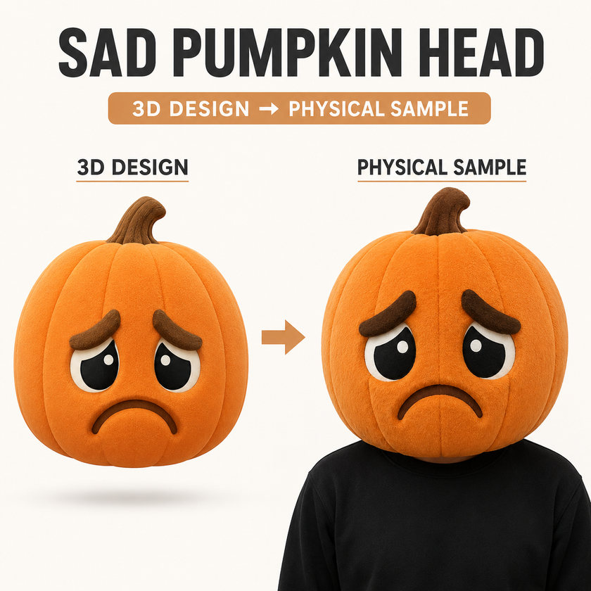 Sad Pumpkin Mascot Head – Halloween Edition