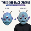 Custom Three-Eyed Alien Mascot Head