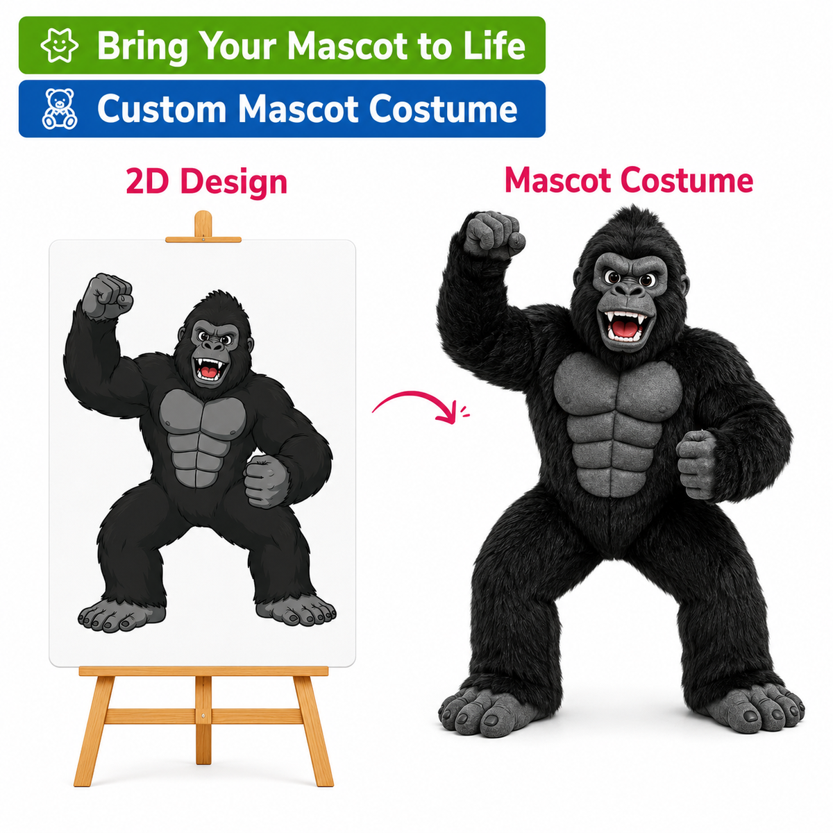 Custom Power Gorilla Mascot Costume