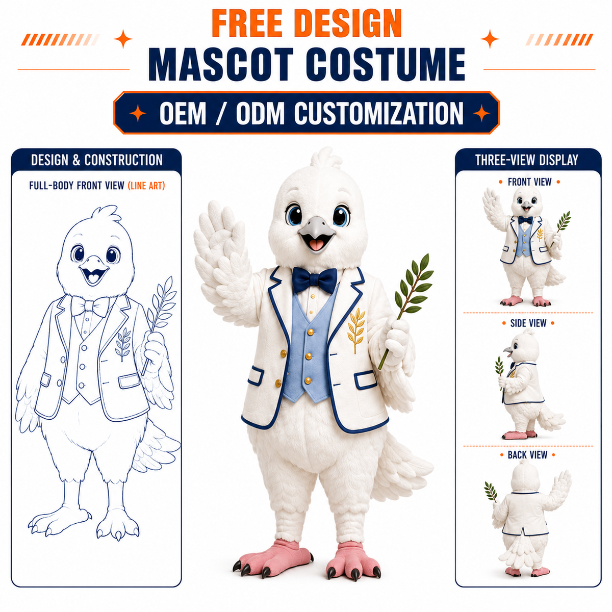 Custom Peace Dove Mascot Costume