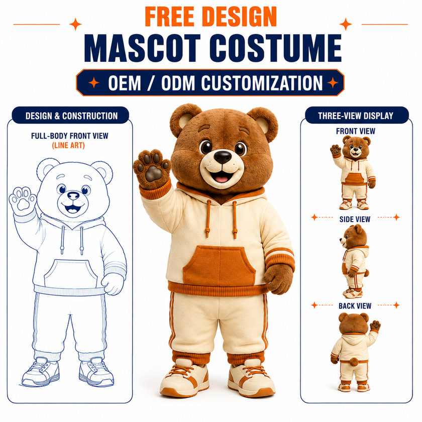 Custom Hoodie Bear Mascot Costume