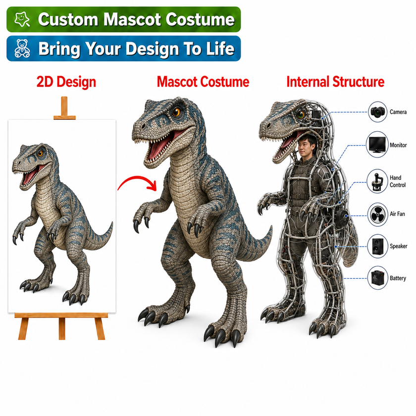 Custom Animatronic Dinosaur Mascot Costume