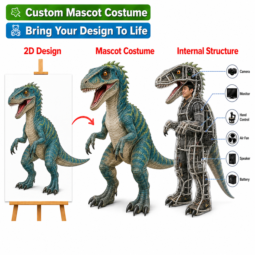 Custom Animatronic Dinosaur Mascot Costume