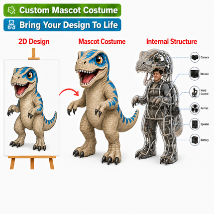 Custom Animatronic Dinosaur Mascot Costume