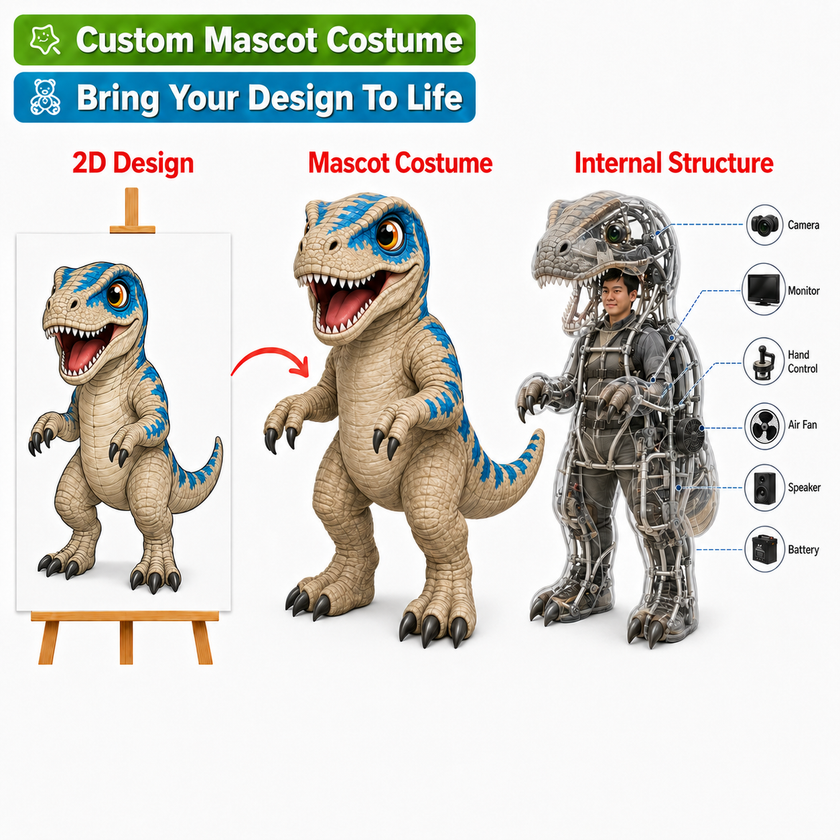 Custom Animatronic Dinosaur Mascot Costume