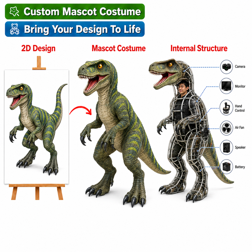 Custom Animatronic Dinosaur Mascot Costume