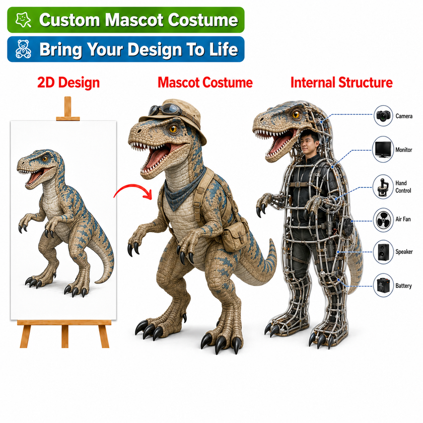 Custom Animatronic Dinosaur Mascot Costume