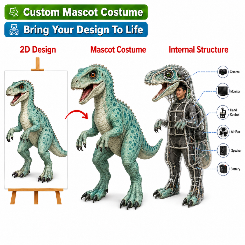 Custom Animatronic Dinosaur Mascot Costume